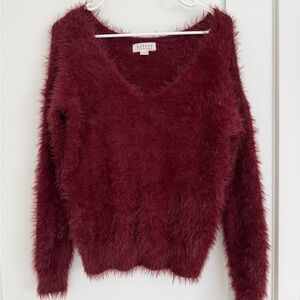 Velvet By Graham & Spencer Burgundy V-Neck Cashmere Sweater